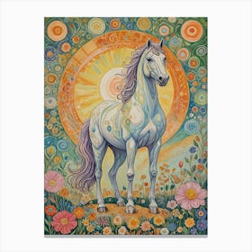 Horse In The Floral Sun Canvas Print