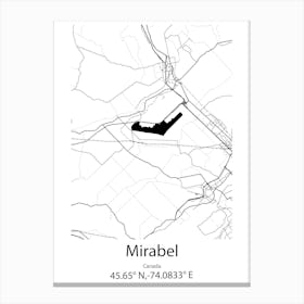 Mirabel,Canada Minimalist Map Canvas Print