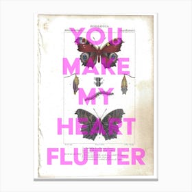 You Make My Heart Flutter Vintage Butterfly Canvas Print