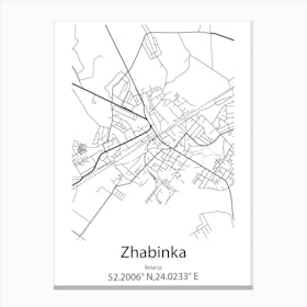 Zhabinka,Belarus Minimalist Map Canvas Print