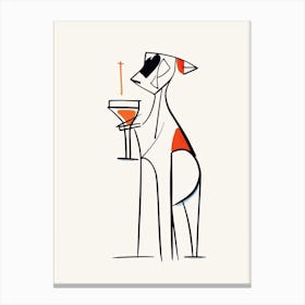 Dog And Cocktail Line Art 2 Canvas Print