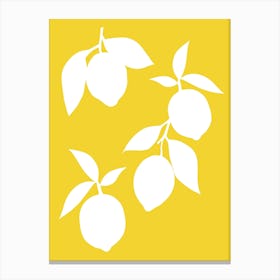 Lemons Silhouette On A Yellow Background Canvas Print