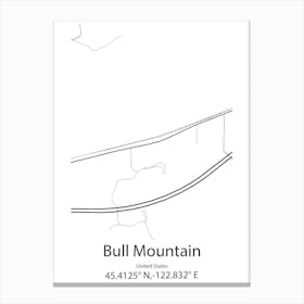 Bull Mountain,United States Minimalist Map 1 Canvas Print