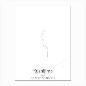 Kushijima,Japan Minimalist Map Canvas Print