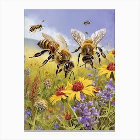 Colletidae Bee Storybook Illustration 16 Canvas Print
