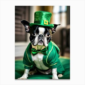 St Patrick'S Day Boston Terrier 4 Canvas Print