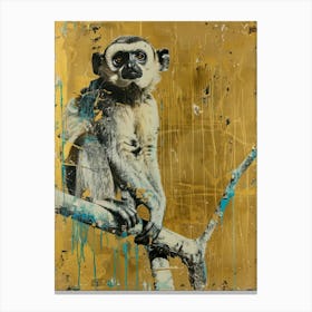 Gibbon Gold Effect Collage 3 Canvas Print