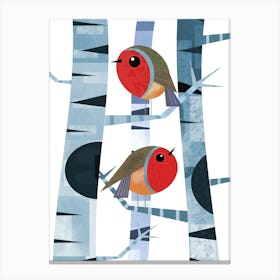 Two Christmas Robins Canvas Print