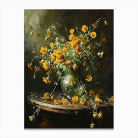 Baroque Floral Still Life Buttercup 4 Canvas Print