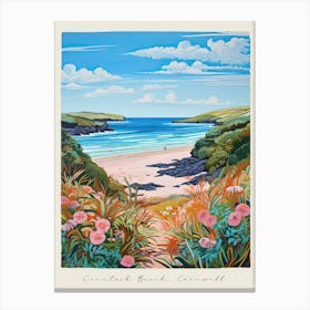 Poster Of Crantock Beach, Cornwall, Matisse And Rousseau Style 2 Canvas Print