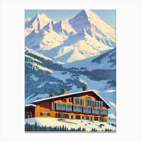 Cervinia, Italy Ski Resort Vintage Landscape 3 Skiing Poster Canvas Print