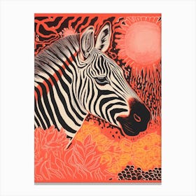 Zebra Red Pattern Portrait Canvas Print