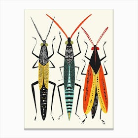 Colourful Insect Illustration Cricket 4 Canvas Print