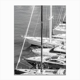 Black And White Photo Of Yachts Canvas Print