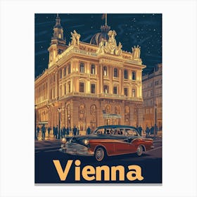 Aihrgdesign A Retro Travel Poster For Vienna 4 Canvas Print