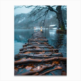 Pier In The Snow Canvas Print