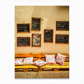 Cafe With Menus On The Wall Canvas Print