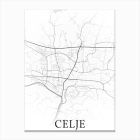 Celje, Slovenia, City Map, Black And White Fade Design Stampe su tela