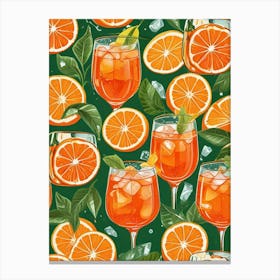 Aperol Spritz Pattern Cocktail Oranges Kitchen Art Art Print (9) Canvas Print