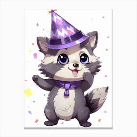 Cute Kawaii Cartoon Raccoon 16 Canvas Print