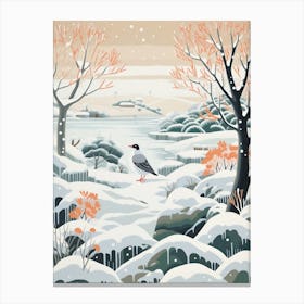 Winter Bird Painting Pigeon 1 Canvas Print