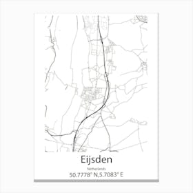 Eijsden,Netherlands Minimalist Map Canvas Print