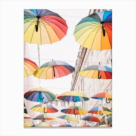 Pink Street Lisbon Umbrellas Canvas Print