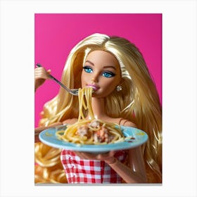 Barbie Eating Spaghetti Canvas Print