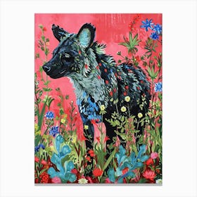 Floral Animal Painting Hyena 4 Canvas Print