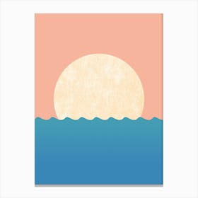 Sunset Pink Sky - Minimalist Graphic Abstract Horizon Seascape Nostalgic Canvas Print