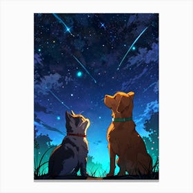 Two Dogs Looking At The Stars 9 Canvas Print