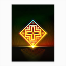 Neon Geometric Glyph in Watermelon Green and Red on Black n.0468 Canvas Print