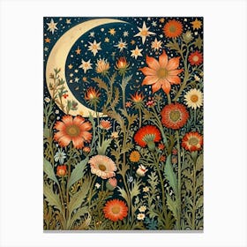 William Morris Moon And Flowers 26 Canvas Print