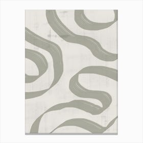 Wavy Lines Sage And White Colors Canvas Print