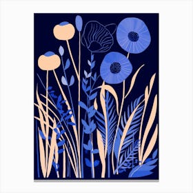 Blue Flower Illustration Fountain Grass 2 Canvas Print