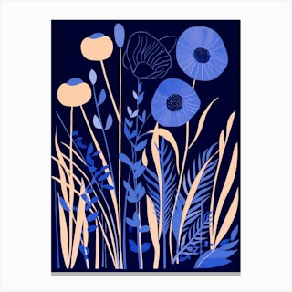 Linocut flower meadow blue Art Print by DESIGN d annick