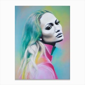 Jennifer Lopez 1 Colourful Illustration Canvas Print