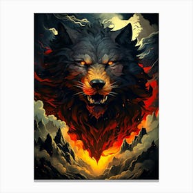 Wolf In Flames Canvas Print