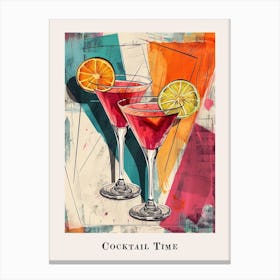 Cocktail Time Tile Watercolour Poster 6 Canvas Print