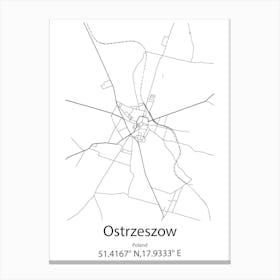 Ostrzeszow,Poland Minimalist Map Canvas Print