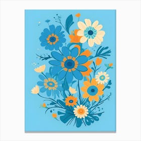 Beautiful Flowers Illustration Vertical Composition In Blue Tone 17 Canvas Print