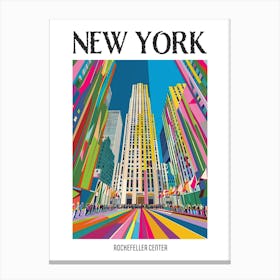 Rockefeller Center New York Colourful Silkscreen Illustration 2 Poster Canvas Print