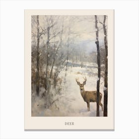 Vintage Winter Animal Painting Poster Deer 3 Canvas Print