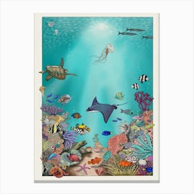 Under The Sea Coral Reef Ocean Diving Art Print Canvas Print