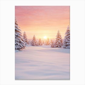 Dusk Settling Over A Winter Wonderland Sunset Casting A Warm Glow On Snowy Pines Long Shadows Stre (4) Canvas Print