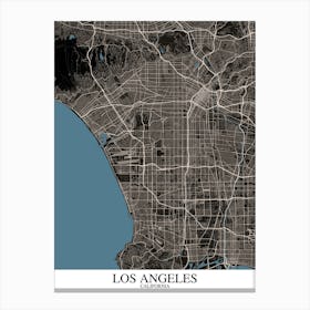 Los Angeles California Black Blue Canvas Print