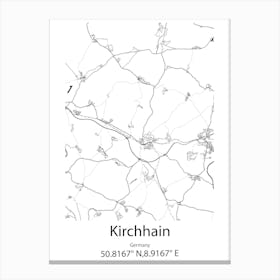 Kirchhain,Germany Minimalist Map Canvas Print