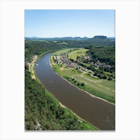 View of the Elbe river and green landscape in Saxon Switzerland Canvas Print