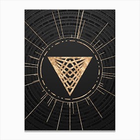 Geometric Glyph Symbol in Gold with Radial Array Lines on Dark Gray n.0056 Canvas Print