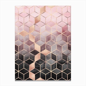 Pink and Grey Gradient Cubes Canvas Print